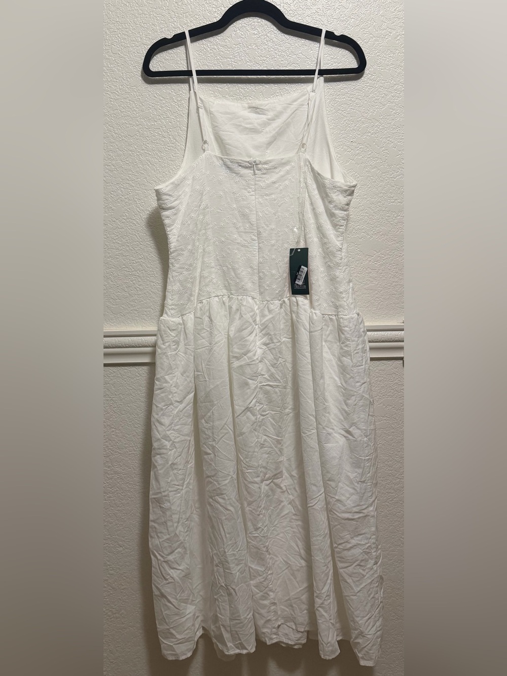 White High Neck Dropped Waist Midi A-Line Dress | Cottagecore Boho - Picture 8 of 8